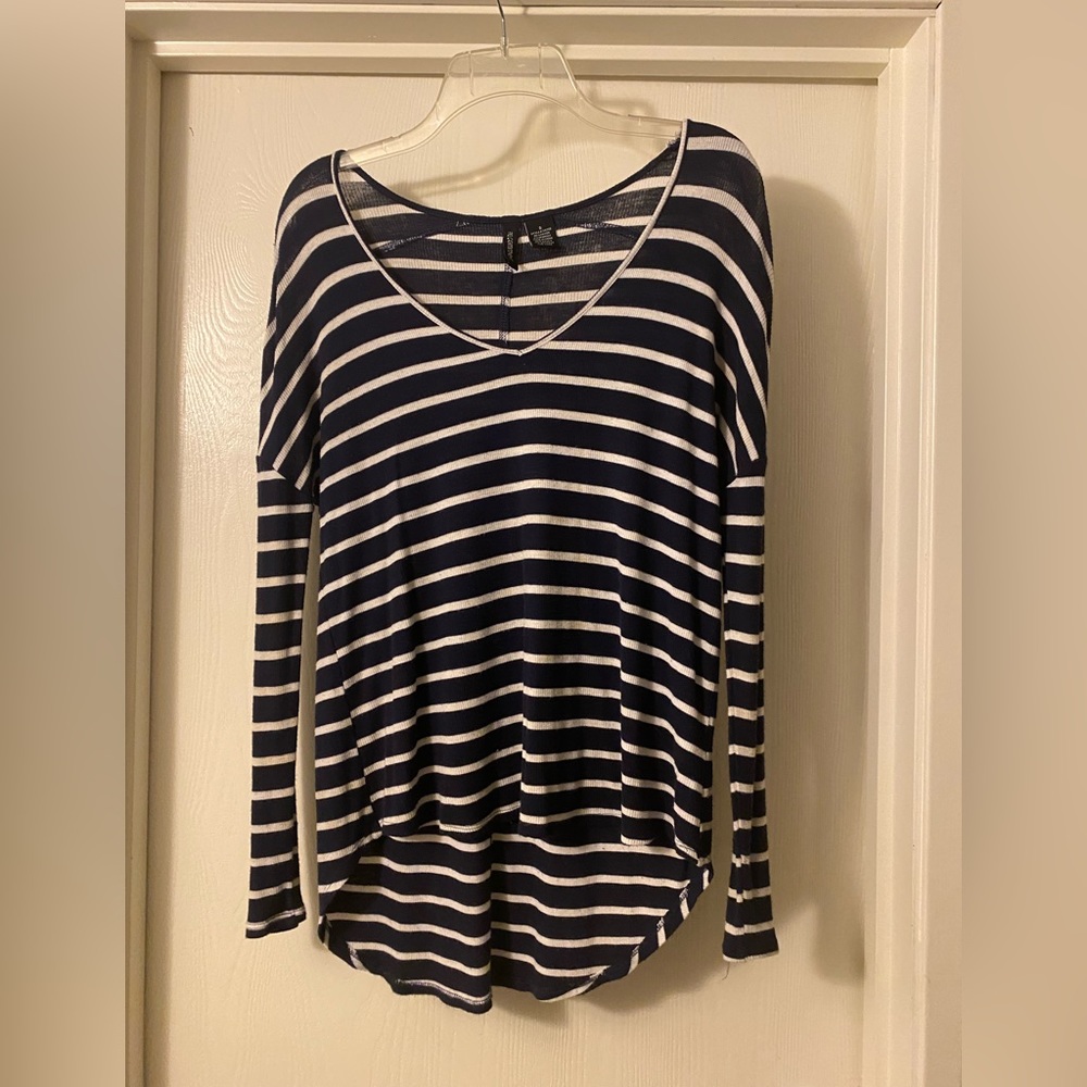 Navy and White Striped Shirt